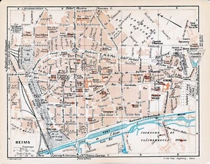 51 Reims 1920 pt plan ville orig. + guide (20 p) Cathédrale Pommery Sourds Muets - Picture 1 of 1