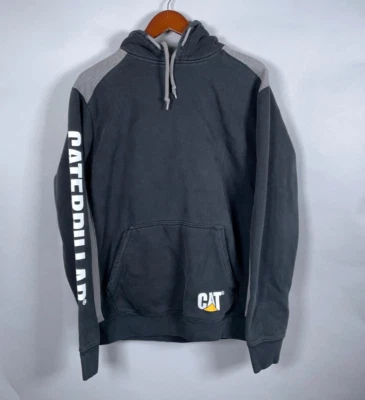 Moletom com capuz CAT Caterpillar peso pesado adulto grande preto estampa soletrada - Imagem 1 de 4