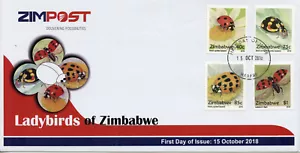 Zimbabwe 2018 FDC Ladybirds Ladybugs 4v Set Cover Insects Beetles Stamps - Picture 1 of 1