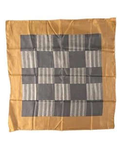 VTG GLENTEX MCM Scarf Japan Silk & Vinylon Hand Rolled Edge Grey Gold Kerchief - Picture 1 of 11