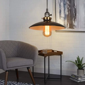 1 Light Metal Pendant Light Black Industrial Vintage Hanging Ceiling Lamp Island - Picture 1 of 11
