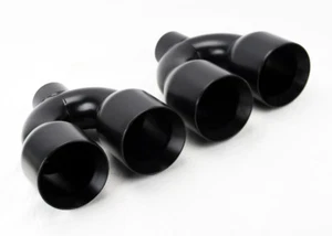 Dual 4" Quad Staggered Gloss Black Exhaust Tips Fits Audi S5 2008-2016 - Foto 1 di 3