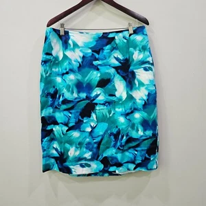 Jones New York Womens Watercolor Pencil Skirt Plus Size 16W Blue Knee Length - Picture 1 of 9
