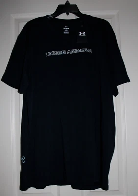 Camiseta Under Armour Heavyweight Logo Superposición Para Hombre XL Bordada Negra S/S Nueva con Etiquetas Foto 1 de 4