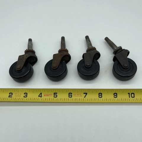 Vintage Furniture Caster Set of 5- Metal Base Cover