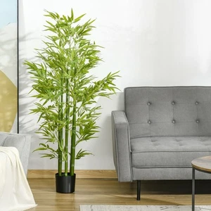 5' Artificial Bamboo Tree Indoor Potted Decorative Realistic Fake Plant Leaves - Picture 1 of 11