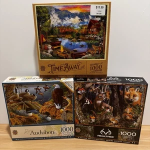 3 1000 Teile Puzzle Lot WALDVERSAMMLUNG Lake Life MOUNTAIN RETREAT MasterPieces - Bild 1 von 24