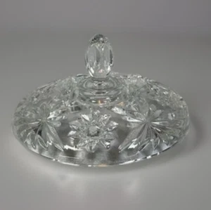 Anchor Hocking Cut Glass 7 1/4" Candy Dish LID ONLY Star of David Pattern - Picture 1 of 9