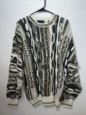Suéter Vintage Años 90 Coogi Estilo J Ferrar RARO Verde Blanco Tostado Negro L Foto 1 de 3