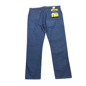 (DEFECTS) Wrangler 47MWZ Blue Denim Jeans Men's 44x34 Cowboy Cut - Picture 1 of 12