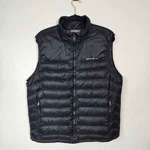 Eddie Bauer Herren Daunen Puffer Weste leicht Outdoor Full Zip schwarz Large - Bild 1 von 9