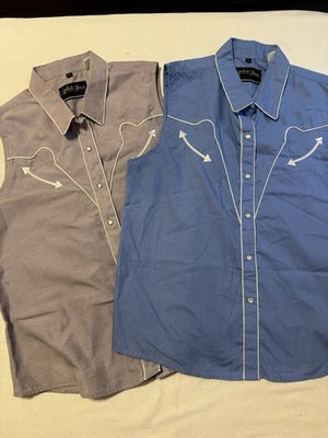 Camisa Western Vintage CABALLO BLANCO Botón a Presión Sin Mangas X2 Mujer Talla Pequeña Foto 1 de 4