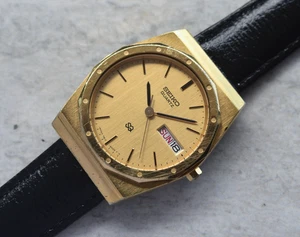June 1978 Seiko SQ Gold Men's Quartz Day Date Leather Watch - Picture 1 of 20