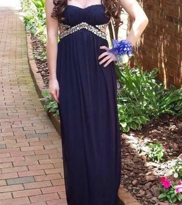 Trixxi Navy Strapless Prom/Formal Dress With Rhinestone Size Small - Image 1 of 4