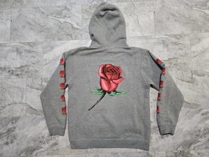 Obey Airbrushed Rose Hoodie Gray Mens Sz Medium Streetwear Propaganda Zumiez  - Picture 1 of 10