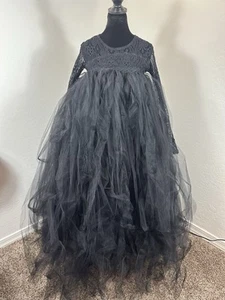 Children’s Custom Couture Witch Spooky Halloween Dress  Size L/XL Tulle Skirt - Picture 1 of 4