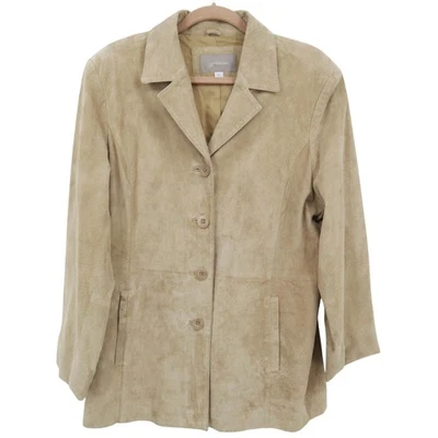 Croft & Barrow Suede Jacket Women XL Beige Formal Boho Career Tailored Classic - Image 1 of 4
