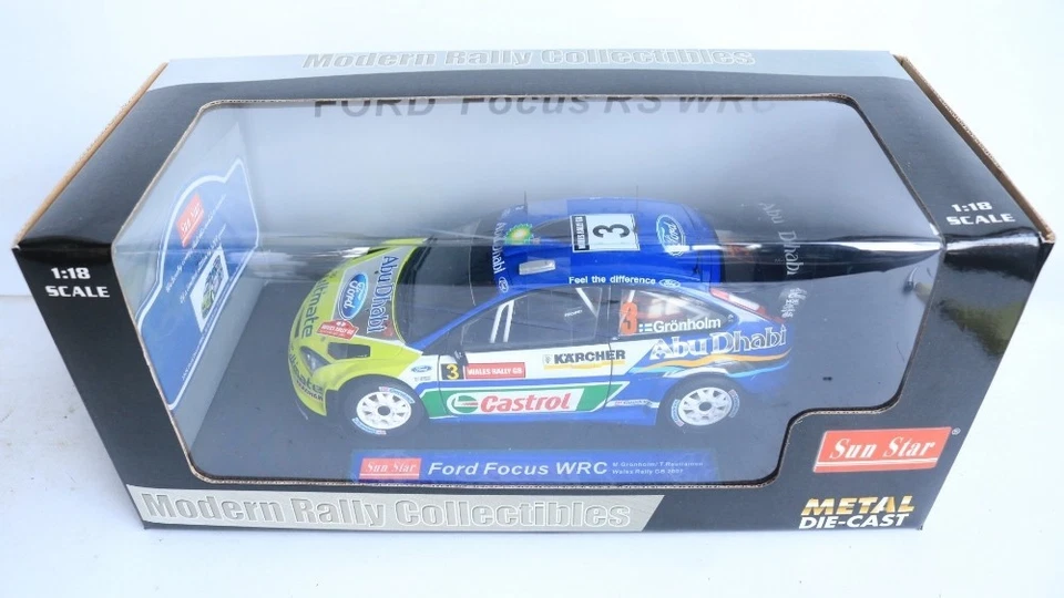 SUN STAR 3928 FORD FOCUS RS WRC #3 M. Gronholm Wales Rally GB 2007 1/18 Scale - Image 1 of 1