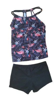 Ladies Flamingoes Tankini top with black shorts size 14  L   NEW - Image 1 of 3