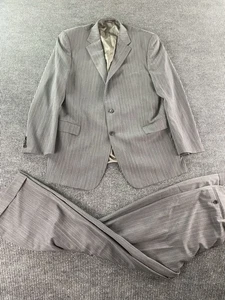 Joseph Abboud Suit 46 L Gray Wool Striped Luxury Premium Jacket Pant Set 40x33 - Picture 1 of 23