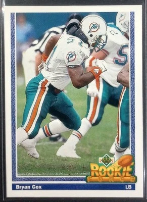 1991 Upper Deck Bryan Cox #607 RC Miami Dolphins - Image 1 of 3