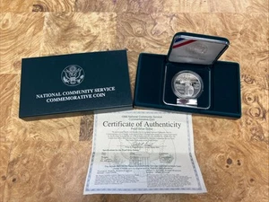 1996 S National Community Service Proof Silver Dollar Coin Box and COA - Picture 1 of 7