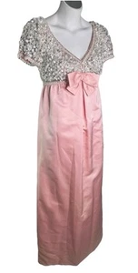 Gorgeous Vintage Lillie Rubin 1960s Pink Party Dress Sequins Beaded Formal Gown - Picture 1 of 11