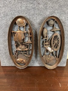 Juego de husillo de silla vintage colgante de pared de productos de madera de plástico moldeado 4364 4365 - Imagen 1 de 7