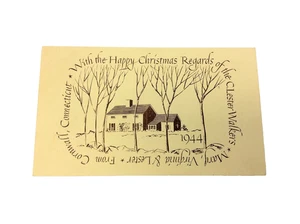 Old Used Posted 1944 Cornwall Connecticut Happy Christmas Card The Walkers - Picture 1 of 6