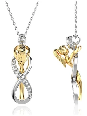 NISAN 925 Sterling Silber Halskette – Umarmendes Paar mit Unendlichkeitssymbol, Zirkon