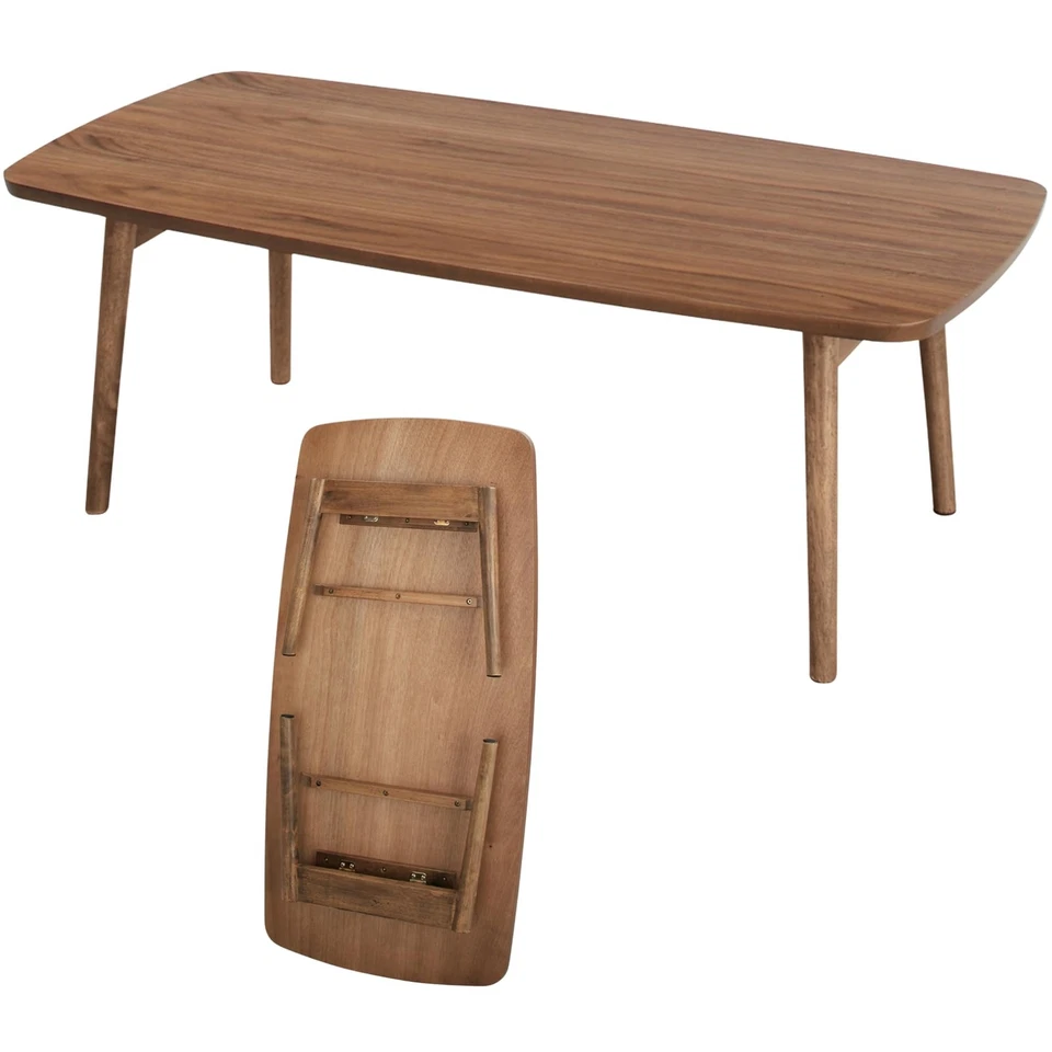 AZUMAYA Wood Folding Legs Table Walnut Brown TAC-229WAL FKOLME USA