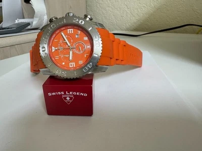 SWISS LEGEND COMMANDER 20067  STAINLESS STEEL Orange dial CHRONOGRAPH WATCH - Image 1 of 4