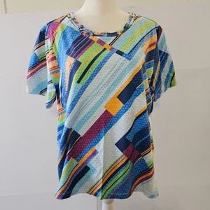 Alfred Dunner Petite Size PL Multi-Colored Short-sleeved Women's Round Studded N - Picture 1 of 19