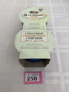 LE CREUSET POTERIE X 2 BLAUE FRANZÖSISCHE AUFLAUFFÖRMCHEN 9,5 CM/0,2 L NEU (250/19) - Bild 1 von 6