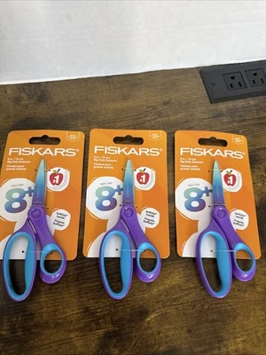 Fiskars Pointed Tip Soft Grip Big Kids Scissors for Ages 8+ NEW 3 Pack - Image 1 of 4