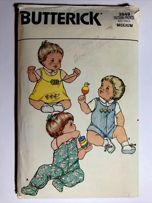 UNCUT Butterick 3949 Jumper Panties Overalls & Shirt Medium 18-22 Lbs Infant Sew - Image 1 of 2