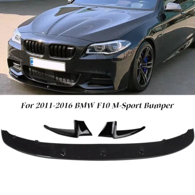 Front Bumper Spoiler Lip Splitter For 11-16 BMW F10 520i 528i 550i M Sport Black - Image 1 of 4
