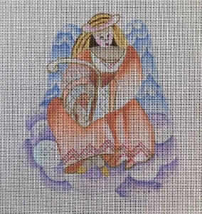 JANICE GAYNOR HandPainted Needlepoint Canvas HEAVENLY ANGEL BUNNY RABBIT 18 Mesh - Picture 1 of 4
