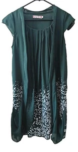 Green Dress White Organic Geometric Print Sheer Easter Formal Wedding Spring - Picture 1 of 11