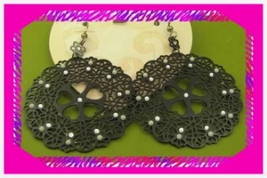 BRIGHTON DAY DREAM Crystal Pearl Black French Wire Dangle 1 3/4" EARRINGS Nwotag - Picture 1 of 2