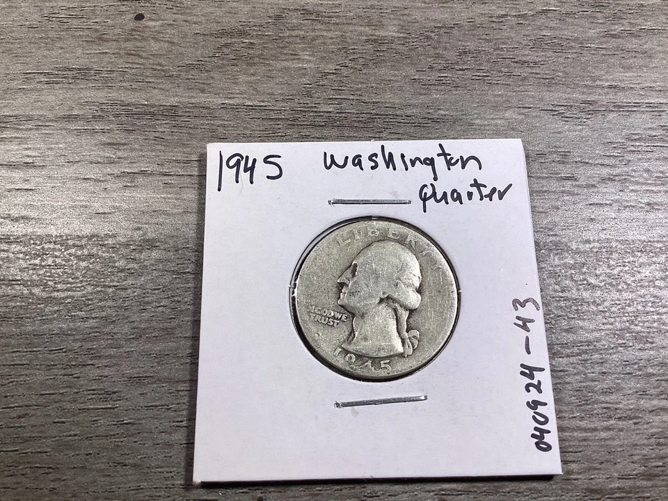 1945 Washington 90% Silver Quarter 25 Cent US Silver Coin 040924 43e - Image 1 of 4