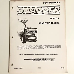 1985 Snapper Rear Tine Tiller Series 2 Parts Manual Vintage Original USA - Picture 1 of 3