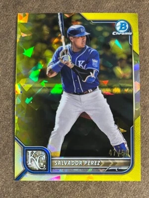 2022 Bowman Chrome Sapphire Yellow Refractor 80 SALVADOR PEREZ /50 - KC Royals - Image 1 of 2