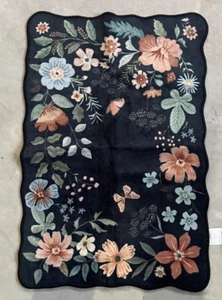 Vorleger - dunkelblau mit Blumenmuster - 2 Fuß x 3 Fuß - neu ohne Etikett - Bild 1 von 1
