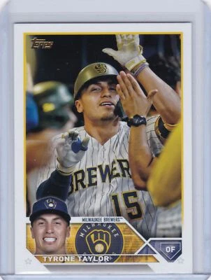 2023 Topps Series 1 Golden Mirror Variaton #61 Tyrone Taylor Brewers SSP - Image 1 of 2