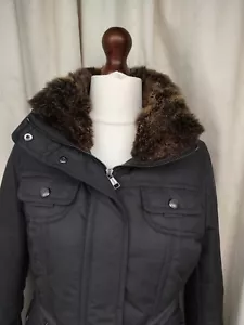 Andrew Marc New York Jacket Ladies Black UK Size M Fur Collar - Picture 1 of 7