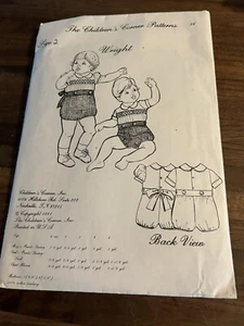 Vintage The Children's Corner Pattern WRIGHT # 56 Size 2 Heirloom Romper - Picture 1 of 3