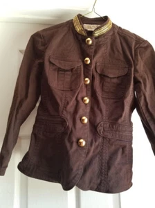 NEW DARK BROWN AND GOLD MICHEAL KORS BLAZER, SIZE 0 - Picture 1 of 6
