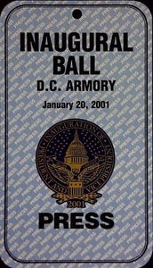 Biglietto distintivo pass stampa ballo inaugurale presidenziale USA Stub DC Armory 20/01/2001 - Foto 1 di 2