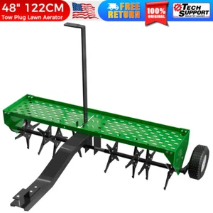 48" 122CM Tow Plug Lawn Aerator Lawn Spike Aerator Lawn& Garden Steel Heavy Duty - Picture 1 of 8